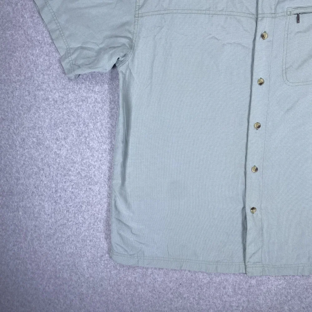 The North Face Button Up Shirt Mens XL Green Short Sleeve Hiking Vented